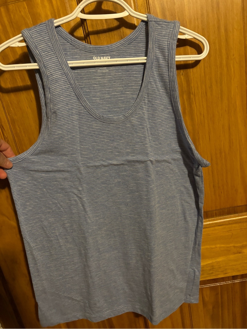 Old Navy Blue & White Micro-Striped Tank